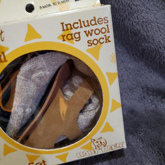 Baby Deer Babys First Sandals with Rag Wool Sock 3 Months-6 Months - Picture 2 of 9